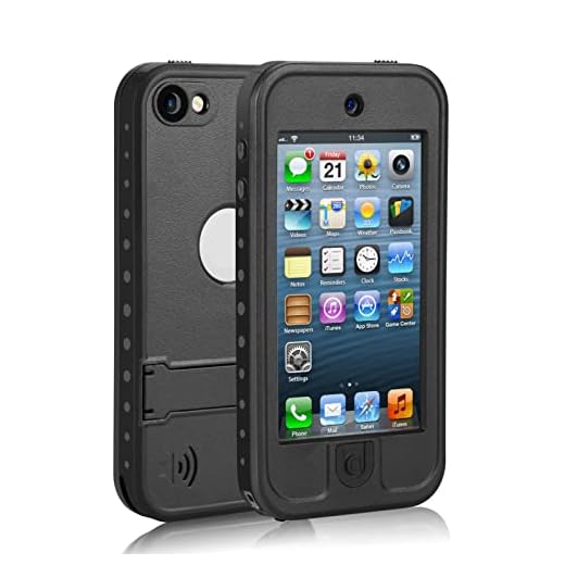 MixMart Waterproof Case for iPod Touch 7th/6th/5th Generation Case Built-in Screen Protector Protective Cover for iPod Touch 5/6/7 (Black)