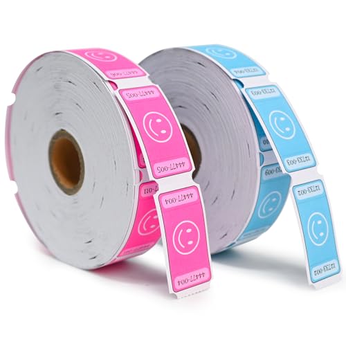 L LIKED 2000 Assorted Raffle Tickets 1''x2'' Single Roll Smile Raffle Tickets for Events, Entry, Class Reward, Prizes-2 Rolls,Pink and Blue