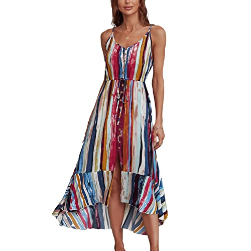Image of BROVAVE Women's 2026 Summer Casual Boho Sundress Spaghetti Strap Midi Dress