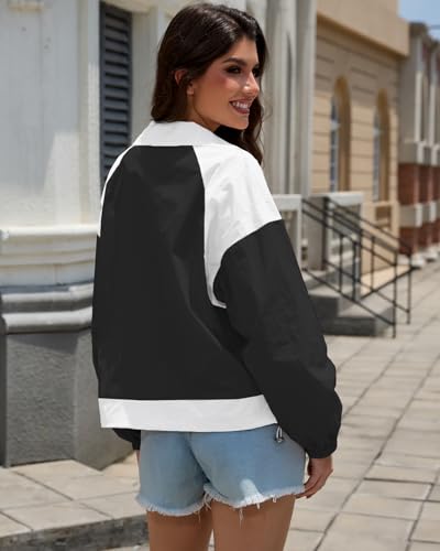 Women's Y2k Jacket Zip Up Waterproof Windbreaker Loose Drop Oversized Varsity Lightweight Jacket4