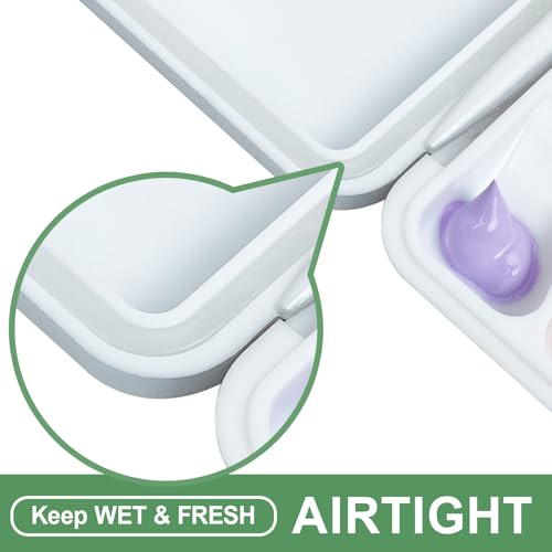 Falling in Art Airtight Watercolor Palette, Plastic Paint Palette with 16 Wells and 2 Mixing Areas, Folding Paint Tray with Lid, Suitable for Acrylic, Gouache and Watercolor