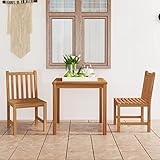  Chusui Ensemble de Salle à Manger de Jardin 3 pcs Bois de Teck Solide HP,Ensemble à Dîner d\'Extérieur,Mobilier de Salle à Manger de Patio,Salon de Jardin