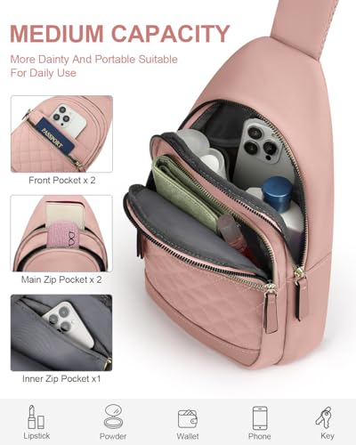 Image of Capolo Sling Bag for Women Men Waterproof Crossbody Bags for Women Trendy Casual Fanny Pack with Convertible Shoulder Strap Chest Bag for Travel Hiking(Pink, Medium)