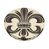 OUSIKA Fleur-de-Lis and Coat Arms Knight Stool Covers Round Chair Covers Elastic Stool Cushion Slipcover Washable Bar Stool Seat Covers with Non-Slip Backing & Elastic Band for 12-14 Inch