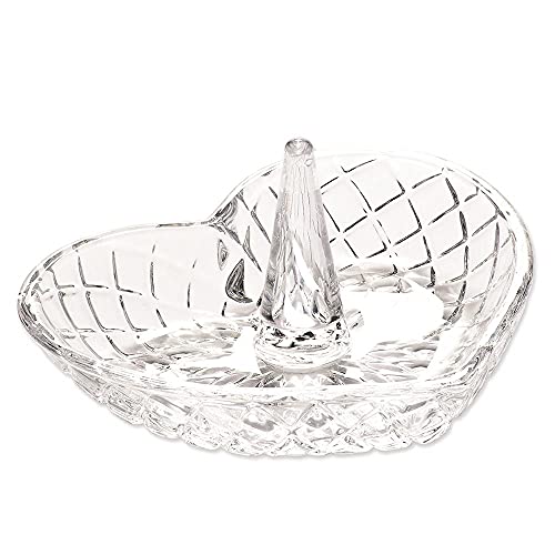 Crystal Clear Glass Heart Shape Ring Holder