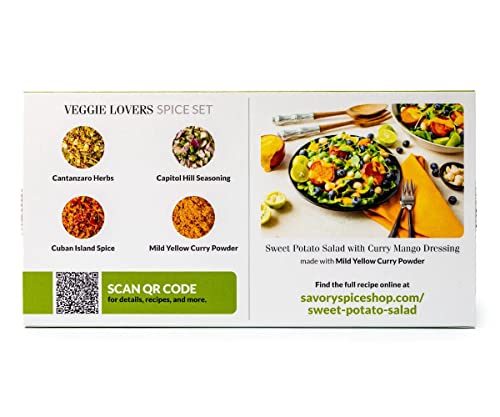 Savory Spice Veggie Lovers Spice Set - 4-Jar Gift Set Of Seasonings & Spices For Vegans, Vegetarians And Vegetable Lovers #TOP2
