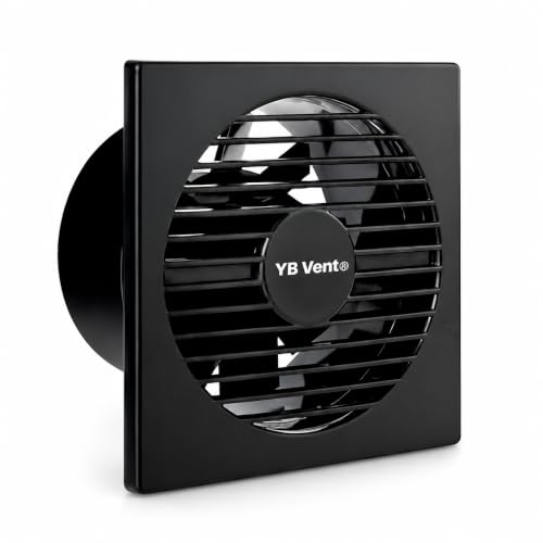 Image of 6 Inch Black Exhaust Fan for Bathroom, Kitchen & Office | 150mm Adjust Fan