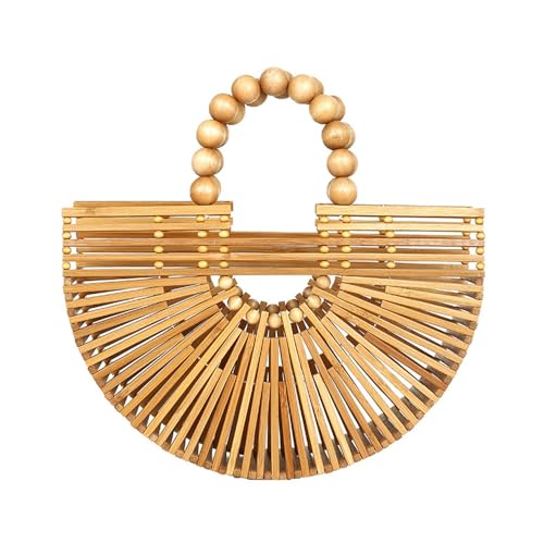 Sac à main en bambou fait à la main doté de poignées en perle chic