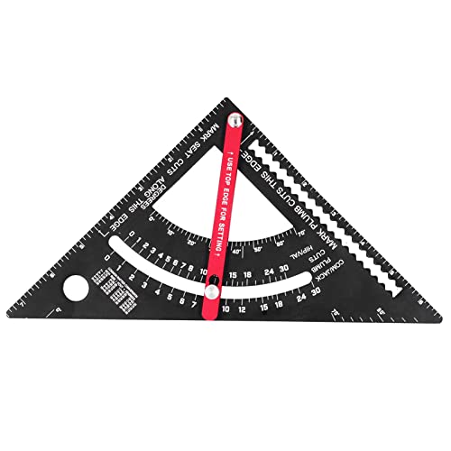 Respicefinem Woodworking Triangle Ruler Aluminum Alloy Accurate Scale Triangle Ruler with Goniometer 7in