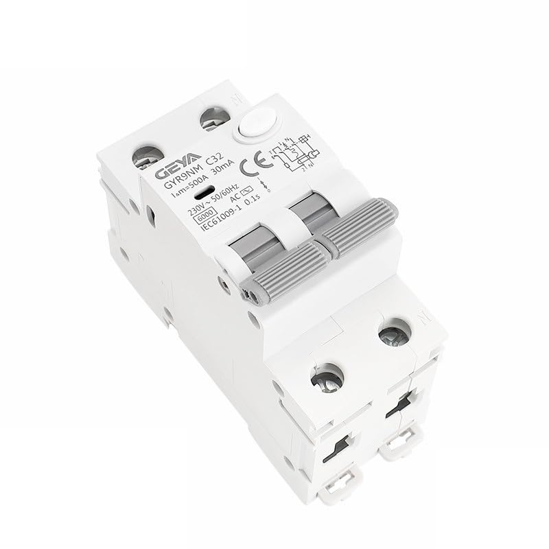 Salvavita Riarmo Automatico Interruttore differenziale GYR9NM 230V 2P 4P con protezione da sovracorrente e cortocircuito RCBO MCB Max 40A(30mA,4P 25A)