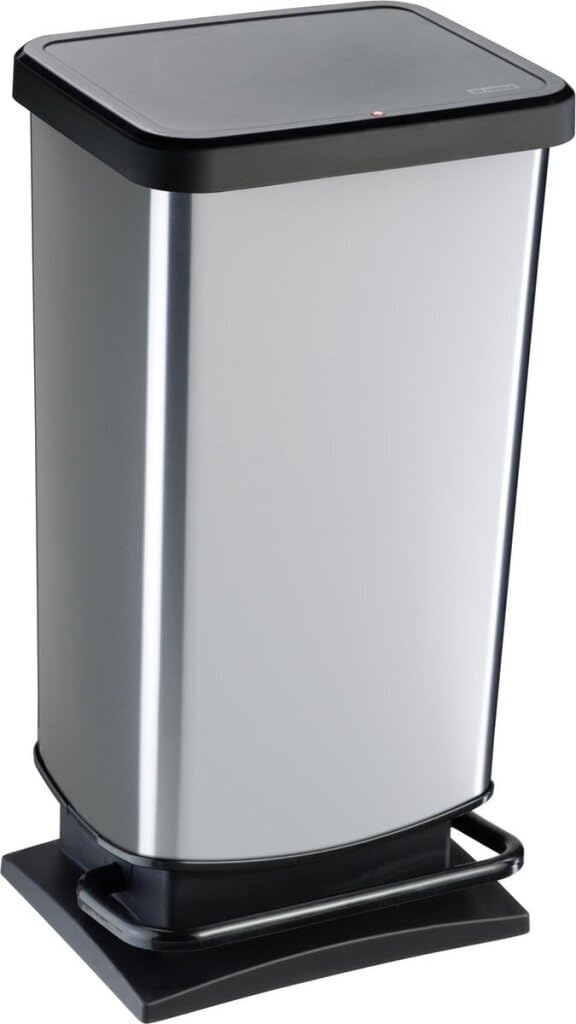 Rotho Metallic Grey Paso Rubbish Bin, 40 L