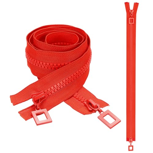 Fermeture éclair robuste #8 résine 119 cm rouge glissière séparable pour couture manteau