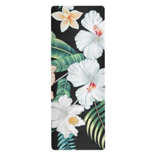 FLildon Hawaiian Floral Yoga Mat Thick Non Slip Yoga Mat Workout Mat for Men Women, Exercise & Exercise Mat for Home Gym, Yoga, Pilates, Stretching, and Floor