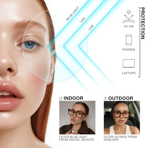 Image of livho Oversized Eyewear Frame for Woman and Men - Rectangle Fashion Glasses for Computer, Chic Preppy Frame