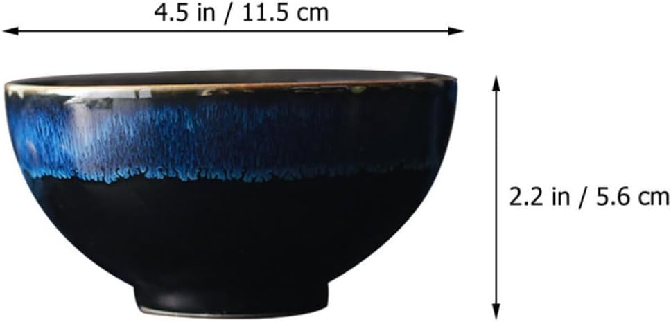Outanaya Blue Ceramic Rice Bowl 4.5 Inch for Soup and Salad Serving