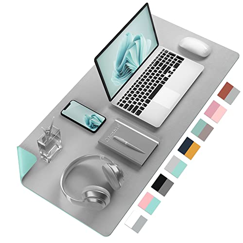 Image of Aothia Double-Sided PU Leather Desk Pad - Non-Slip Large Mouse Pad & Desk Mat for Office, Home - Waterproof, Easy to Clean, Durable Dual-Sided Surface (31.5 inch x 15.7 inch, Grey)