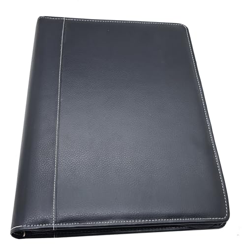Essart PU Faux Leather 4 Ring File Folder with one Pen Loop Multipurpose A4 Professional Executive Document Folder | to Organize & Store Certificates for Men & Women (FL-1019-Black)