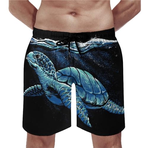 Shorts de bain homme tortue bleue idéal pour la plage et la piscine