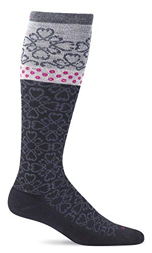 Sockwell Women s Botanical Moderate Graduated Compression Sock, Black - M L