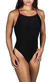 Adoretex Girl's/Women's Solid Thin Strap Flyback Swimsuit (FN001)-Black/Red-40