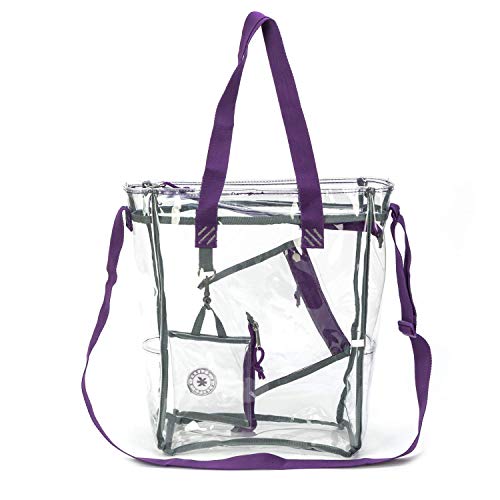 Heavy Duty Clear Tote Bag Quality See Through Messenger Bags with Zipper Durable Transparent Handbag with Cosmetic Pouch4