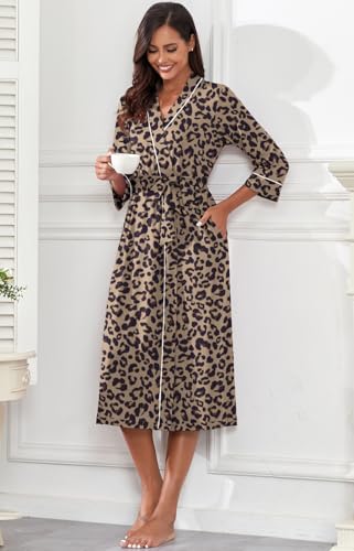 Image of PrinStory Womens Robe Long Knit Bathrobe Lightweight Soft Robes Ladies Bath Robe