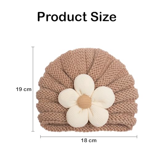 Image of SYGA Baby Cap Flower Wool Warm Knitted Streachable Hat Infant Toddler Baby Cap 0-3 Years