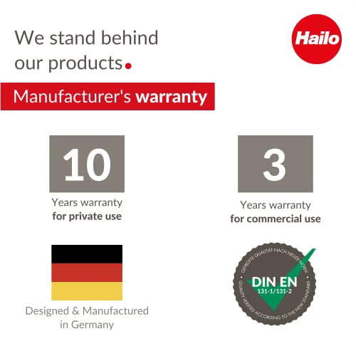 Hailo L100 Topline | Aluminum Folding Stepladder | Four Steps | Extendable Safety Rail | Integrated Multifunctional Storage Tray | Folding Safety Mechanism With Platform Locking | Item Holding Options #TOP4