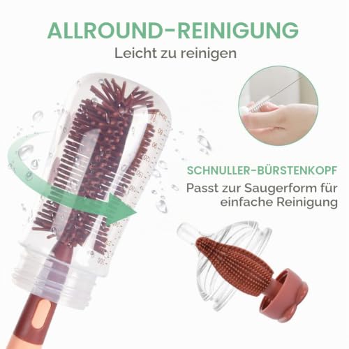 Vicloon Baby Flaschenbürste Set, 3 in 1 Silikon Babyflaschenbürste für Babyflaschenbürste und Sauger, BPA-frei… – Ansicht 3
