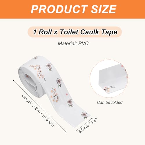 Image of PATIKIL Caulk Tape Waterproof Self Adhesive, PVC Toilet Caulking Sealant Strip Bathtub Caulk Sealing Strip Tape for Bathroom Kitchen Countertop, Peach Blossoms (1.5 Inch x 10.5 Ft)