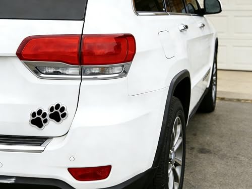 Image of LZLRUN 4PCS 3D Aluminum Alloy Dog Paw Footprints Car Sticker Car Logo Decoration Sticker (Silver Black)