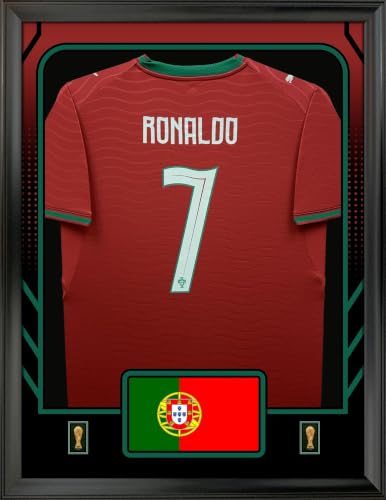 Frameworth Team Portugal Framed Jersey Display 25.75x33.75 FIFA World Cup 2026 Black Frame Officially Licensed FIFA Premium Sports Memorabilia Ready to Hang Collectible Display Made in Canada