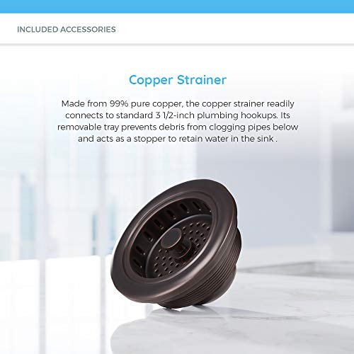 Mr Direct 912-Stfl Copper Apron-Front 35 In. Double Bowl Kitchen Sink Strainer And Flange, Strainer & Flange #TOP3