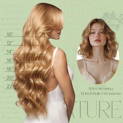 RUNATURE Blonde Human Hair Clip in Extensions, Short Clip in Hair Extensions Real Human Hair, Clip on Hair Extensions For Women, Remy Hair Tangle Free, 10 Inch 80g 7pcs #18P60 Ash Blonde Highlights