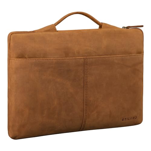 Pochette PC 15.6 pouces cuir marron idéale pour les déplacements professionnels de l'homme actif