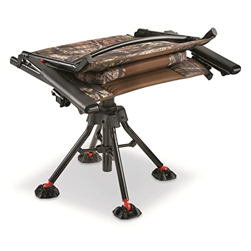 Bolderton 360 Degree Swivel Hunting Blind Chair With Armrests, 300 Lbs Capacity, Folding, Lightweight, Portable, Padded Cushion Hunting Seat, Mossy Oak Country Camo #TOP4