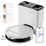 Lefant M210 Plus Robot Vacuum, Sweep & Mop in One, 75-Day Self Emptying, 6000Pa, Ultra-Slim Body 7.90cm, ToF Laser Navigation, Multi-Level Mapping, V-Shaped Roller Brush, 2.4G/5G WiFi/App/Alexa, White