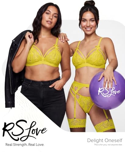 Image of RSLOVE Women Lingerie Set with Garter Belt | Heart Cutout Lace Design, Adjustable Fit, Soft Stretch Fabric, 3 Piece Romantic Lingerie Set