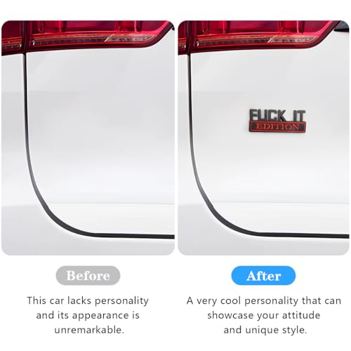 Image of Fuck IT Edition Car Emblem, 3D Cool Badge Vehicle Sticker for Side Rear Front Hood Trunk Door, Auto Exterior Decoration Decal Accessories for Men Women, Universal for Most Cars (Black /Red)