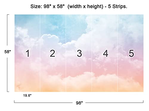 Cliouar-Wall Mural Wallpaper 3D Wallpaper Decorative Powder Cloud Bedroom Living Room Decor Peel And Stick 98" X 58" #TOP4