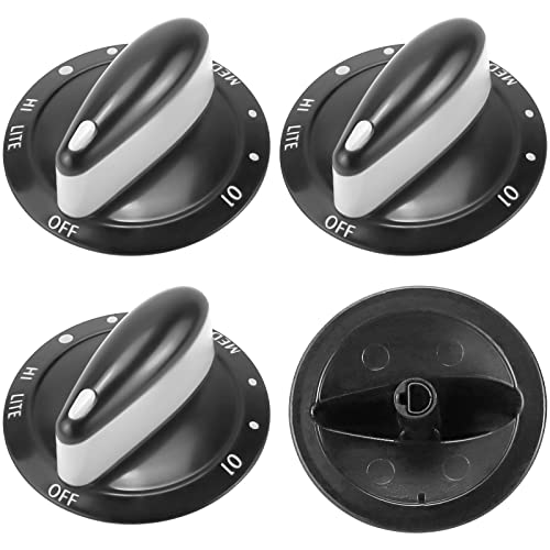 AMI PARTS 4 Pack 74011287 Gas Range Burner Knob Black Compatible with