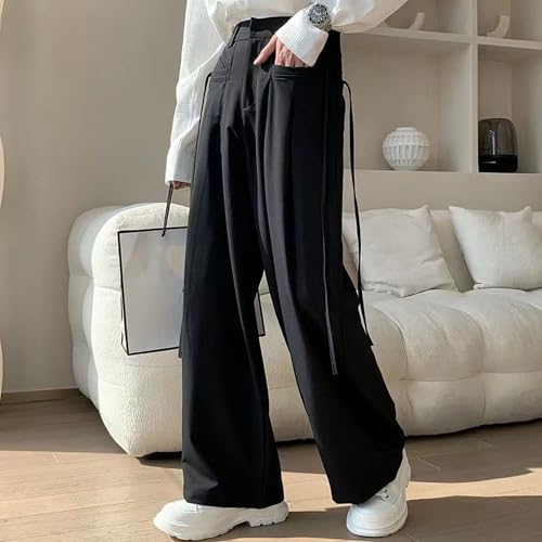 Mens Baggy Wide Leg Y2K Casual Dress Pant Lightweight Pleated Old Money Slacks Relaxed Fit Trouser with Pocket3