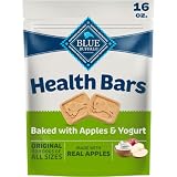 Blue Buffalo Health Bars Apples & Yogurt Crunchy Dog Biscuits, Oven-Baked with Real Apples & Natural Ingredients, Healthy Dog Treats with No Artificial Flavors or Preservatives, 16 oz.