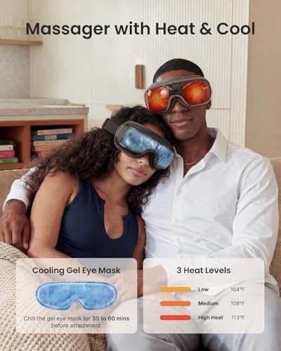 Image of RENPHO Eye Massager with Heat and Cooling Voice Control, Birthday Gifts for Women Men, FSA Eligible HSA, Massaging Eye Mask for Dry Eyes Head Tension and Stress Relief - Eyeris 3