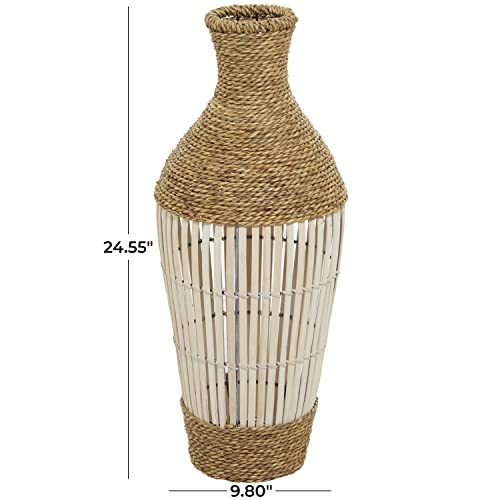 Deco 79 Seagrass Handmade Tall Woven Floor Vase, 10" X 10" X 25", Brown #TOP2