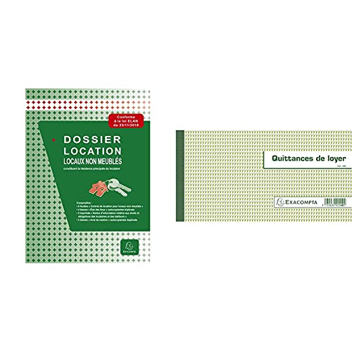 Carnet Quittances de Loyer Exacompta et chemise dossier location meublée 44E 40E