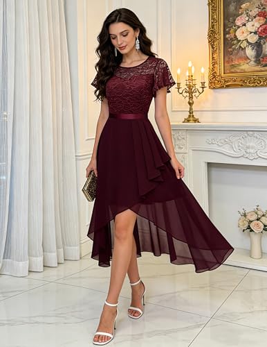 Image of Wedtrend Women's Formal Wedding Guest Dress Ruffle Bridesmaid Dress Flutter Sleeve Prom Dresses for Teens