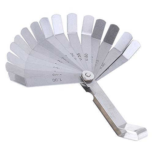 Mayata 1 PCS 100A16 0.05-1mm Thickness Curved Steel Gapped Metric Filler Feeler Gauge Tool with 16pcs Blades for Woodworking Measurement
