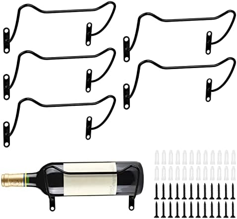 Yimerlen 6 Pcs Spiral Wine Wall Holder, Wall Mounted Wine Rack, Metal Wine Bottle Display Holder for Wine Storage Wall Wine Theme Decor, Black (Level Style)