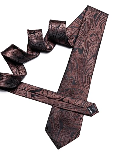 Image of Barry.Wang Men Tie Set Paisley Silk Necktie Pocket Square Cufflinks Formal Wedding Business Party